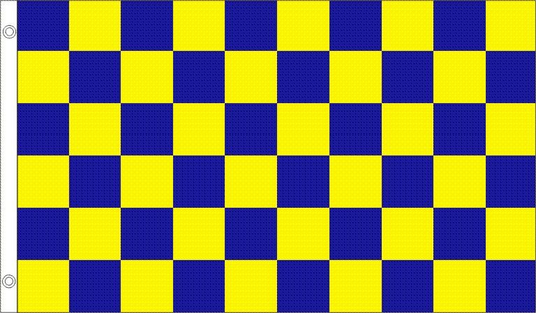 CHECKERED BLUE & YELLOW FLAG 3 X 5  