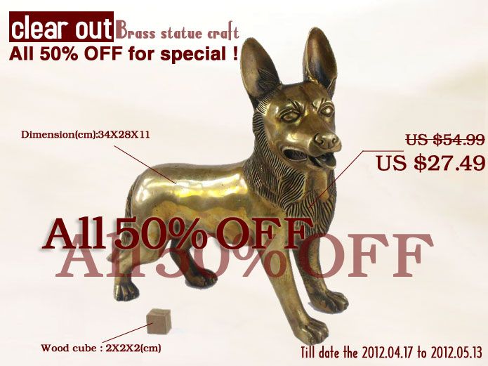 AD051 SMALL SIZE FIGURE LIVELY DOG HEAD BRASS STATUE items in ARTSFENG 