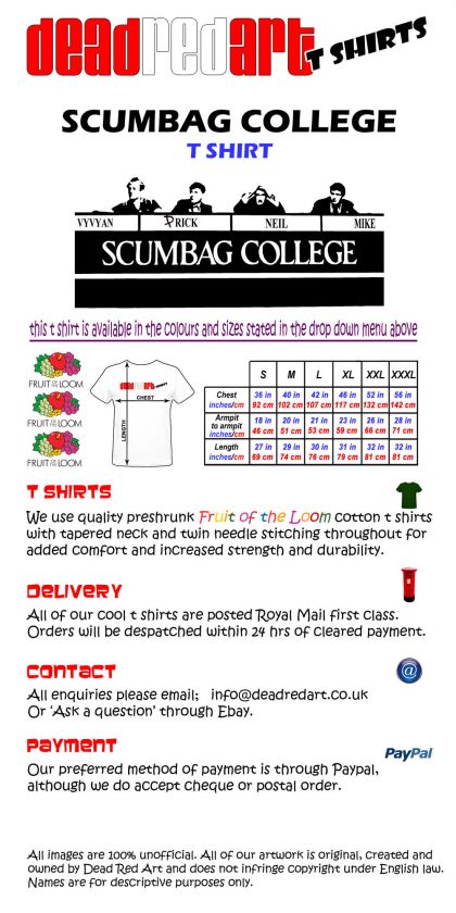 THE YOUNG ONES SCUMBAG COLLEGE UNOFFICIAL TRIBUTE CULT TV T SHIRT 