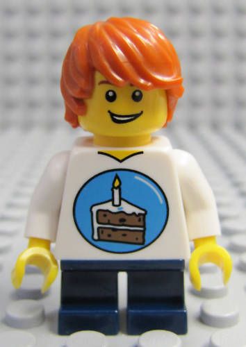 NEW Lego City Male MINIFIG BOY w/Birthday Cake Shirt  