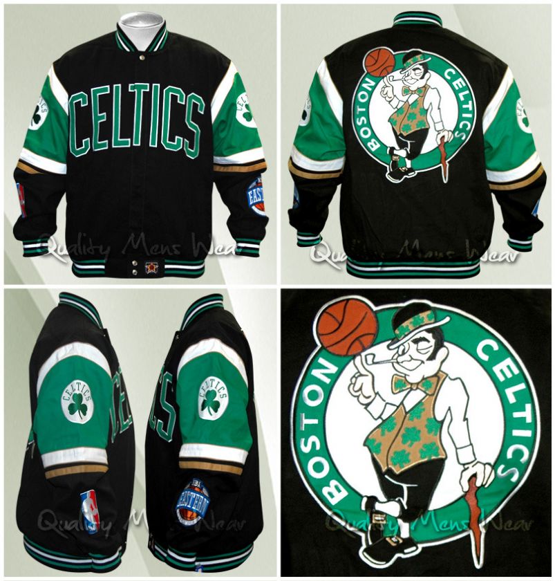 Boston Celtics Jacket 2XL Cotton Twill Black Green White Gold $160 NWT 