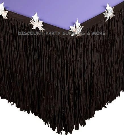 Halloween Silver Leaves Black Tissue Table Skirt Decoration  