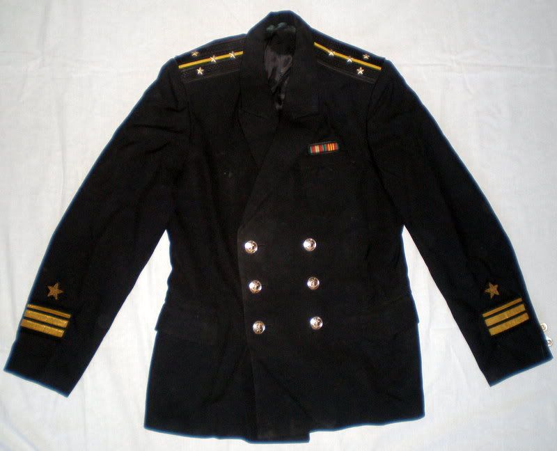Vintage Russian Soviet Navy Officer Uniform Naval Black Jacket 