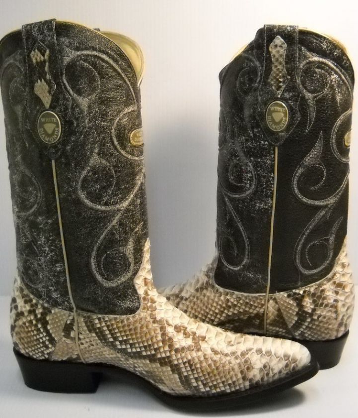 NEW white diamond PYTHON SNAKE SKIN cowboy boots size 7 botas de 