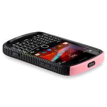 Blk Pink Hard Hybrid Case+Charger+Privacy LCD SP For BlackBerry Bold 