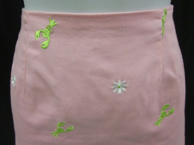 LILLY PULITZER Pink Lobster Flower Embroidery Sz 2  
