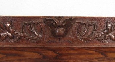 French Antique Hunting Oak Panel Crown Pediment Header Highly Carved 