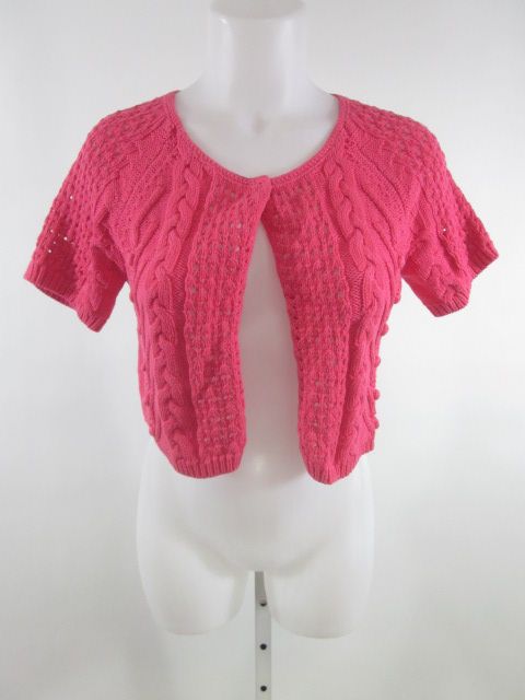 AUDREY & GRACE Pink Short Sleeve Cable Sweater Sz P  