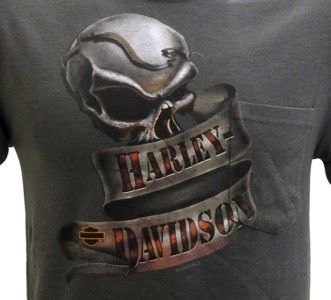Harley Davidson Las Vegas Dealer Tee T Shirt Skull GRAY MEDUM #RKS 