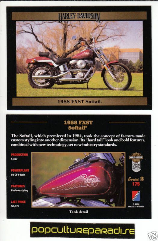1988 HARLEY DAVIDSON FXST SOFTAIL MOTORCYCLE BIKE CARD  