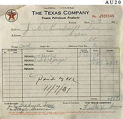 Vintage 1931   32 Texaco Motor Oil Company Invoice  