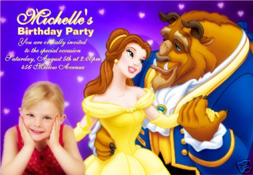 Personalized Disney Belle Photo Birthday Invitation  