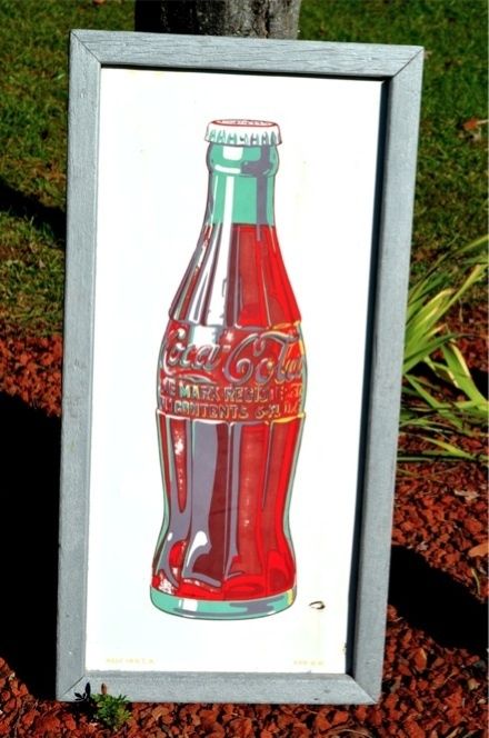 VINTAGE 1940s COCA COLA SODA DRINK VERY SCARCE WOOD FRAMED BOTTLE OLD 