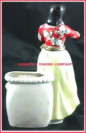 Rangoon Figural Lady Planter UCAGCO Ceramics Japan Vintage Gold Trim